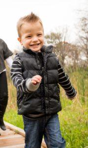 A child running and smiling