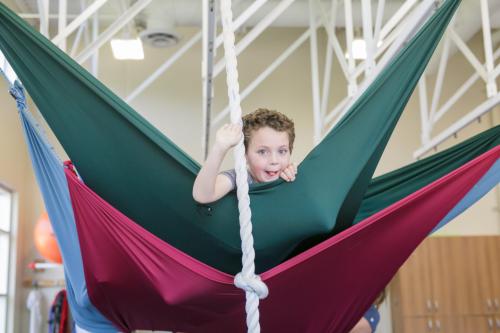 A child playing in ropes