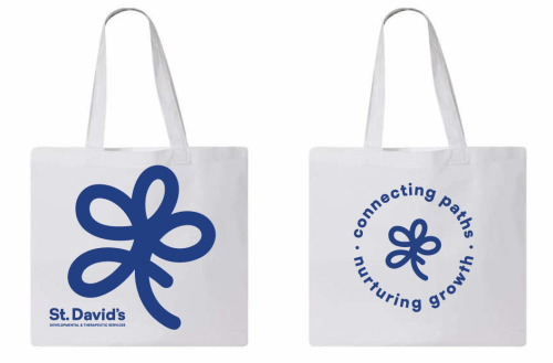 photo of tote bag with st. david's logos
