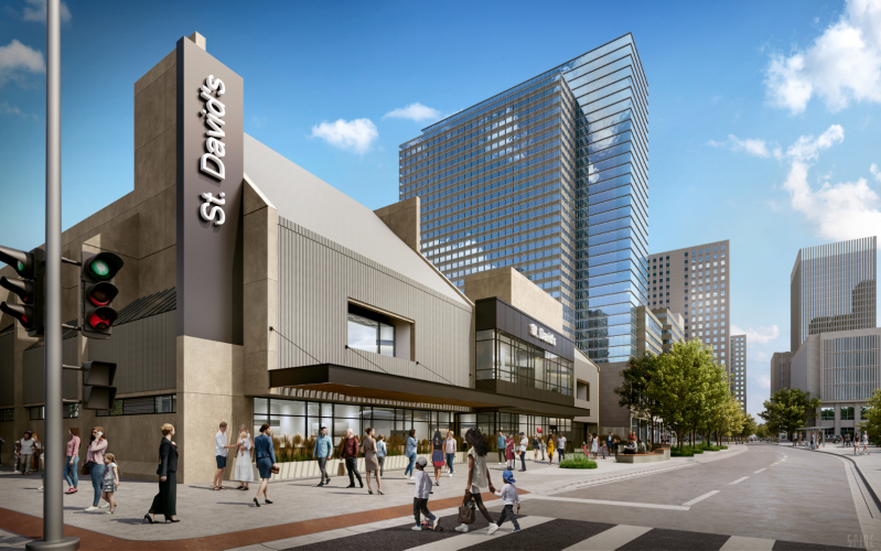 View of new St. David's Building on Nicollet Mall