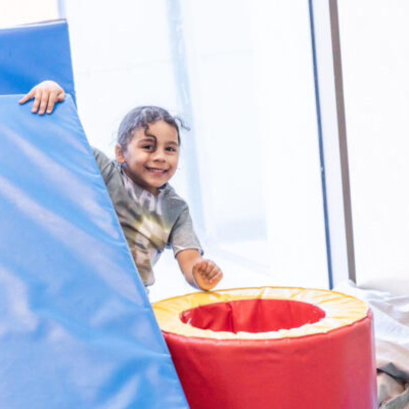 A smiling child playing