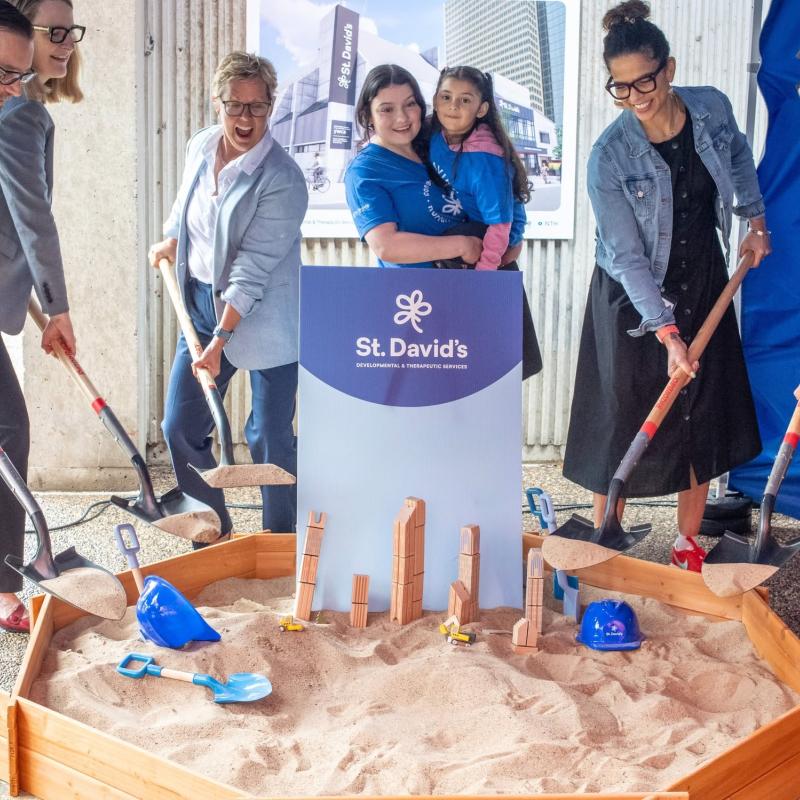 folks break ground in a sandbox